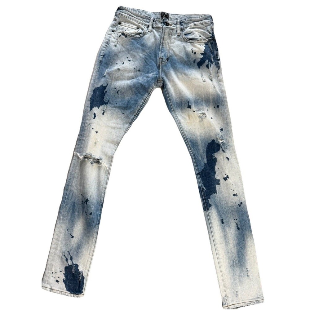 PRPS Denim Mens Size 30 Light Wash Distressed Paint Splatter Jeans E87P67W
